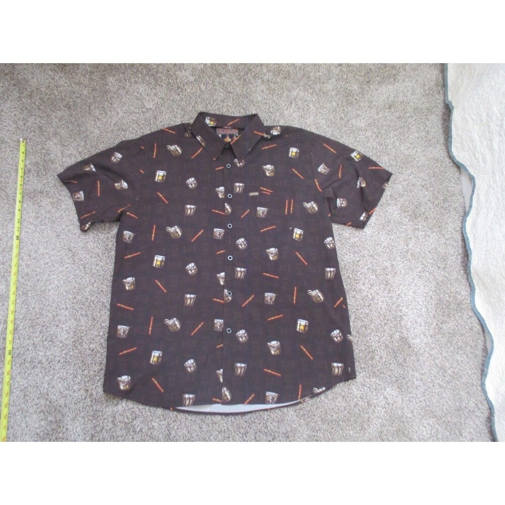 Dixxon Men's Oak & Smoke Bourbon Cigars Short Sleeve Button Up Shirt Brown XL